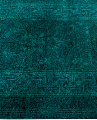 Overdyed Hand-Knotted Wool Modern-Contemporary Green Runner 2' 6" x 12' 7"