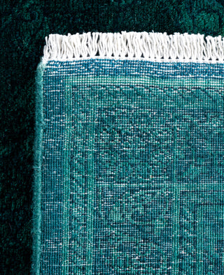 Overdyed Hand-Knotted Wool Modern-Contemporary Green Runner 2' 6" x 12' 7"