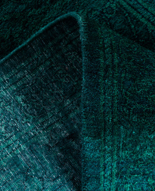Overdyed Hand-Knotted Wool Modern-Contemporary Green Runner 2' 6" x 12' 7"