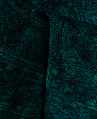 Overdyed Hand-Knotted Wool Modern-Contemporary Green Runner 2' 6" x 12' 7"