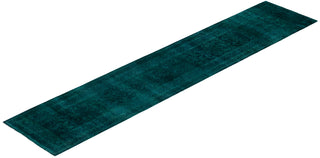 Overdyed Hand-Knotted Wool Modern-Contemporary Green Runner 2' 6" x 12' 7"