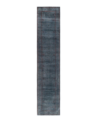 Contemporary Overyed Wool Hand Knotted Gray Runner 2' 6" x 11' 10"