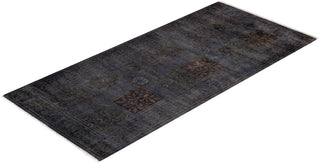 Contemporary Hand Knotted Overdyed Gray Runner 2' 8" x 5' 10"