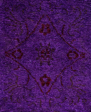 Contemporary Overdyed Wool Hand Knotted Purple Runner 2' 8" x 4' 4"