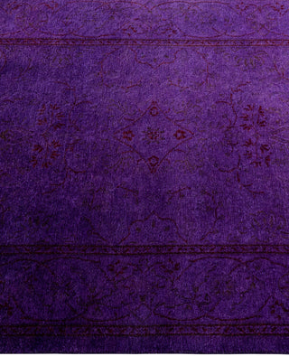 Contemporary Overdyed Wool Hand Knotted Purple Runner 2' 8" x 4' 4"