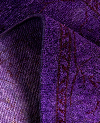 Contemporary Overdyed Wool Hand Knotted Purple Runner 2' 8" x 4' 4"