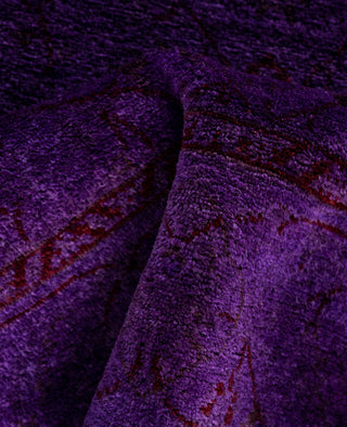 Contemporary Overdyed Wool Hand Knotted Purple Runner 2' 8" x 4' 4"