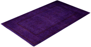 Contemporary Overdyed Wool Hand Knotted Purple Runner 2' 8" x 4' 4"