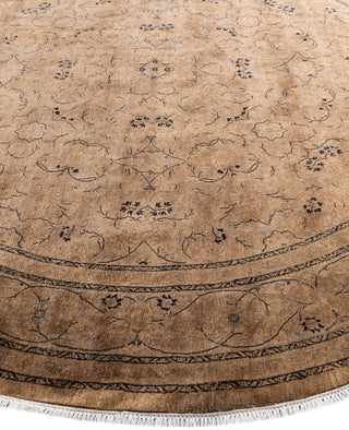 Overdyed One-of-a-Kind Wool Beige Round Area Rug 8' 1" x 8' 1"