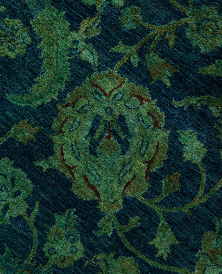 Overdyed Hand-Knotted Wool Modern-Contemporary Green Area Rug 8' 1" x 8' 1"