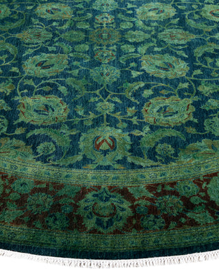 Overdyed Hand-Knotted Wool Modern-Contemporary Green Area Rug 8' 1" x 8' 1"