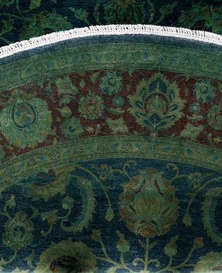 Overdyed Hand-Knotted Wool Modern-Contemporary Green Area Rug 8' 1" x 8' 1"