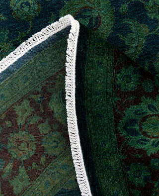 Overdyed Hand-Knotted Wool Modern-Contemporary Green Area Rug 8' 1" x 8' 1"