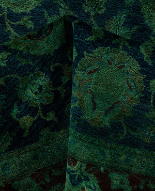 Overdyed Hand-Knotted Wool Modern-Contemporary Green Area Rug 8' 1" x 8' 1"