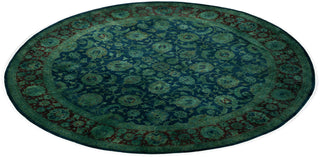 Overdyed Hand-Knotted Wool Modern-Contemporary Green Area Rug 8' 1" x 8' 1"