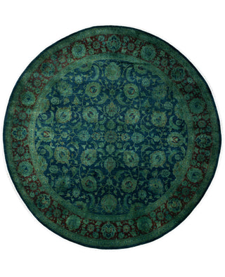 Overdyed Hand-Knotted Wool Modern-Contemporary Green Area Rug 8' 1" x 8' 1"