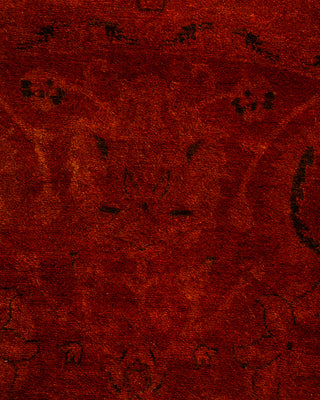 Contemporary Hand-Knotted Overdyed Brown Round Area Rug 6' 1" x 6' 1"