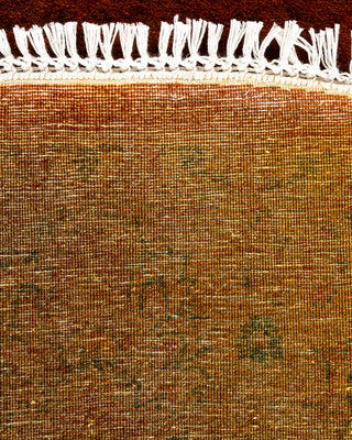 Contemporary Hand-Knotted Overdyed Brown Round Area Rug 6' 1" x 6' 1"