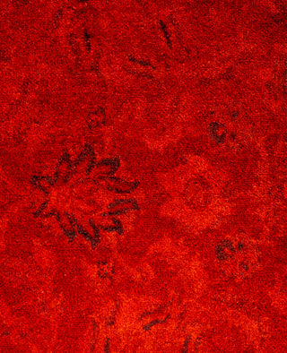 Contemporary Overdyed Wool Hand Knotted Red Round Area Rug 5' 1" x 5' 1"
