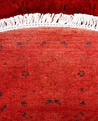 Contemporary Overdyed Wool Hand Knotted Red Round Area Rug 5' 1" x 5' 1"