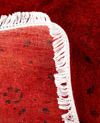 Contemporary Overdyed Wool Hand Knotted Red Round Area Rug 5' 1" x 5' 1"