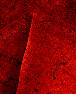 Contemporary Overdyed Wool Hand Knotted Red Round Area Rug 5' 1" x 5' 1"