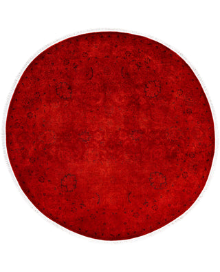Contemporary Overdyed Wool Hand Knotted Red Round Area Rug 5' 1" x 5' 1"