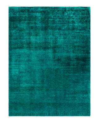 Contemporary Overyed Wool Hand Knotted Green Area Rug 9' 2" x 12' 2"