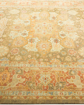 Traditional Hand Knotted Green Area Rug 6' 2" x 9' 9"