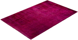 Contemporary Overyed Wool Hand Knotted Pink Area Rug 5' 3" x 7' 10"