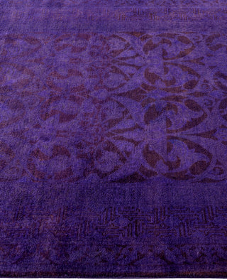 Overdyed One-of-a-Kind Wool Purple Area Rug 4' 3" x 12' 1"
