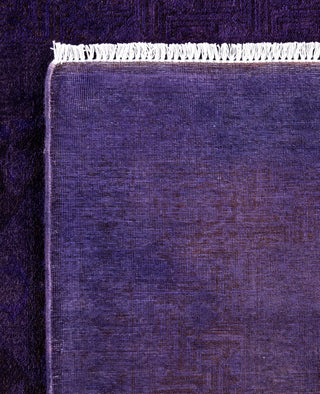 Overdyed One-of-a-Kind Wool Purple Area Rug 4' 3" x 12' 1"