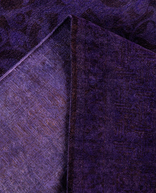 Overdyed One-of-a-Kind Wool Purple Area Rug 4' 3" x 12' 1"