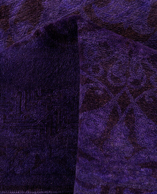 Overdyed One-of-a-Kind Wool Purple Area Rug 4' 3" x 12' 1"