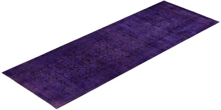 Overdyed One-of-a-Kind Wool Purple Area Rug 4' 3" x 12' 1"
