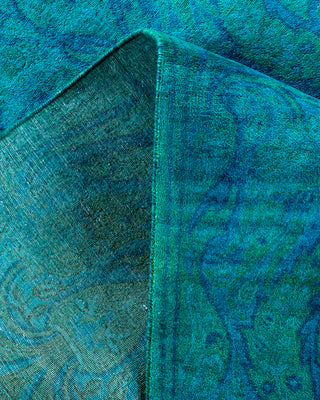 Contemporary Hand-Knotted Overdyed Blue Area Rug 4' 2" x 6' 1"