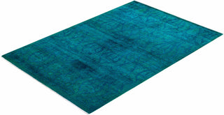 Contemporary Hand-Knotted Overdyed Blue Area Rug 4' 2" x 6' 1"