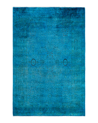 Fine Vibrance, One-of-a-Kind Hand-Knotted Area Rug  - Blue, 4' 3" x 6' 3"