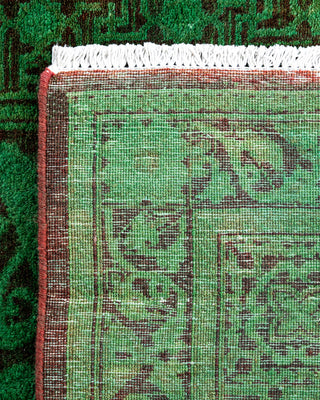 Contemporary Hand-Knotted Overdyed Green Runner 2' 6" x 8' 9"