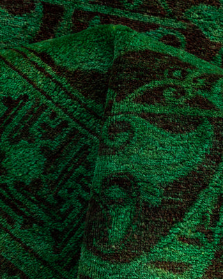 Contemporary Hand-Knotted Overdyed Green Runner 2' 6" x 8' 9"