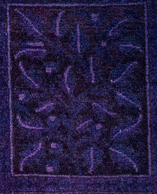 Contemporary Overdyed Wool Hand Knotted Purple Runner 2' 7" x 14' 8"
