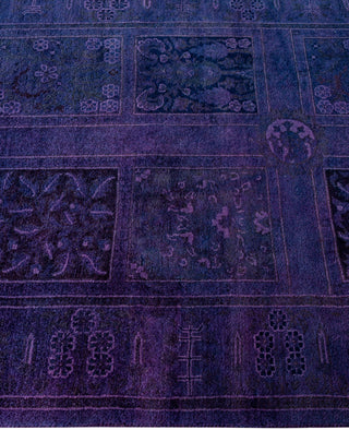 Contemporary Overdyed Wool Hand Knotted Purple Runner 2' 7" x 14' 8"