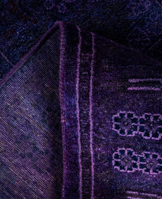 Contemporary Overdyed Wool Hand Knotted Purple Runner 2' 7" x 14' 8"