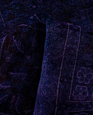 Contemporary Overdyed Wool Hand Knotted Purple Runner 2' 7" x 14' 8"