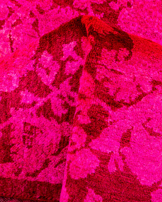 Contemporary Hand-Knotted Overdyed Pink Runner 2' 8" x 9' 9"