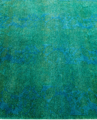 Contemporary Overdyed Wool Hand Knotted Green Runner 2' 9" x 4' 2"