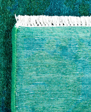 Contemporary Overdyed Wool Hand Knotted Green Runner 2' 9" x 4' 2"