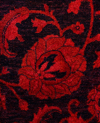 Contemporary Overdyed Wool Hand Knotted Purple Round Area Rug 6' 1" x 6' 1"