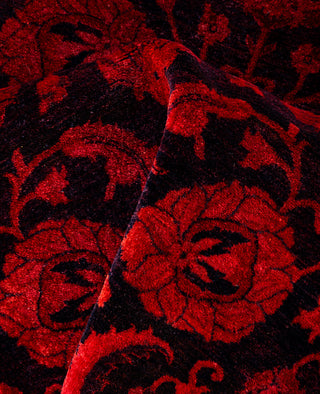 Contemporary Overdyed Wool Hand Knotted Purple Round Area Rug 6' 1" x 6' 1"