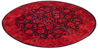 Contemporary Overdyed Wool Hand Knotted Purple Round Area Rug 6' 1" x 6' 1"